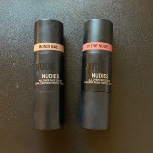 Pair of Nudestix Nudies All over face color sticks in Bondi Bae and In the Nude.